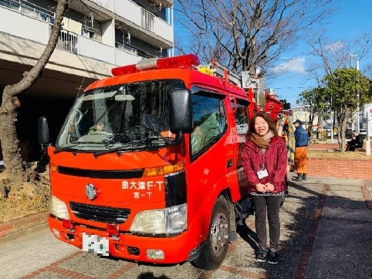 消防車との記念撮影